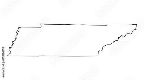 Tennessee State Outline Vector Map in Black Line Style for Educational, Geographic, Political, and Minimalist Graphic Design and Cartographic Illustration Use