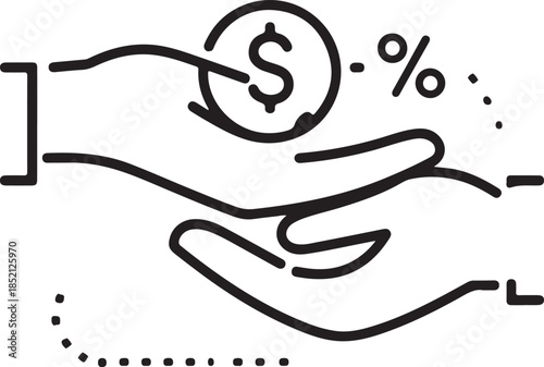 Hand holding a dollar coin icon representing financial assistance or payment
