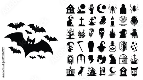 large bats‑in‑flight silhouette