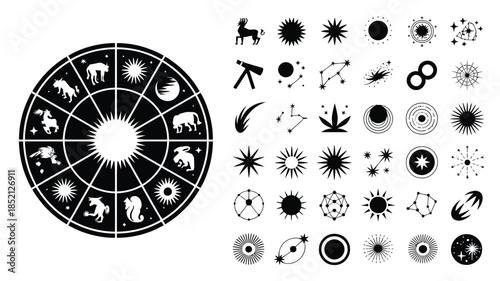 large zodiac wheel silhouette