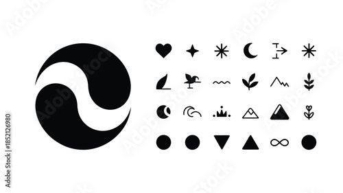 Minimal Tattoo Black Silhouette Icon