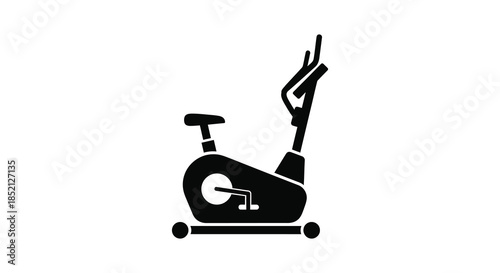 A black outline of an exercise bike minimalist design fitness equipment sports silhouette