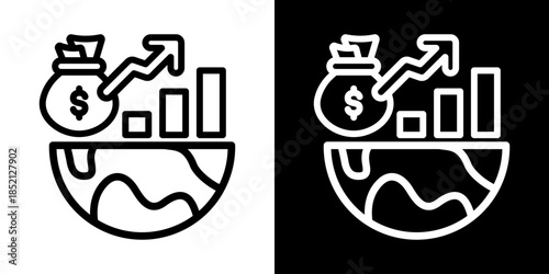 Gdp Icon Of Line Black And White Style Vector Illustration

