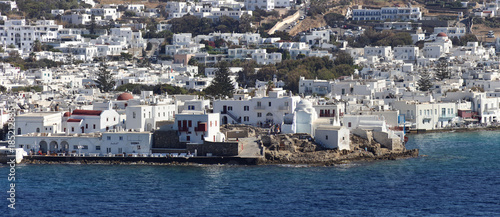 Greek mediterranean architecture of Mykenos waterfront