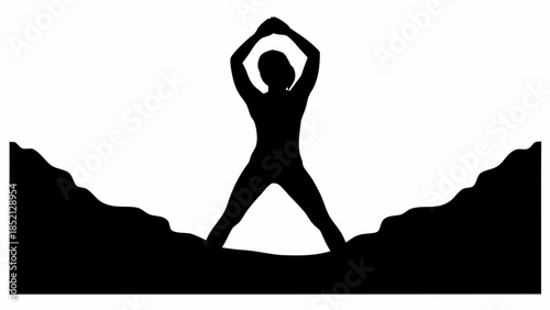 Minimalist Vector Illustration of a Runner in Gender-Neutral Athletic Wear Stretching Before a Workout, Healthy Lifestyle Concept