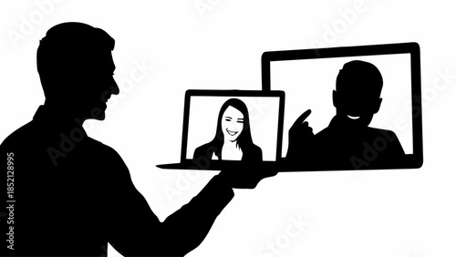 Modern Vector Illustration of a Diverse Group of Three Young Professionals Collaborating in a Bright Office Workspace