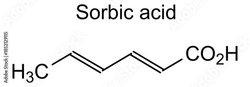 Sorbic acid, chemical structure of sorbic acid, drug substance