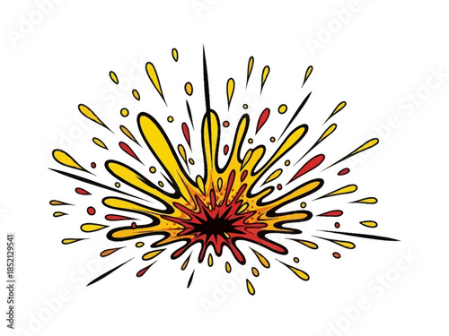 Explosion Graphic Dynamic Yellow & Orange Burst with Radial Lines