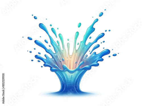 Dynamic Water Splash Illustration in Vibrant Blue and Turquoise Tones