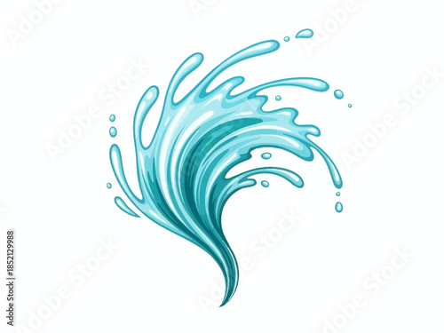 Dynamic Swirl Vibrant Water Splash on a White Background