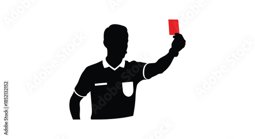 Referee displaying a red card during a sports game a striking black silhouette