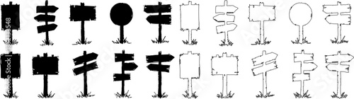 Various Signpost Icons on White Background