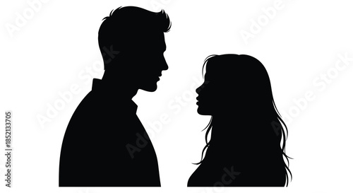 A couple facing each other in profile a striking visual representation silhouette