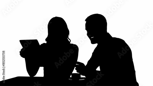 Diverse Young Couple in Late 20s or Early 30s Reviewing Important Documents and Planning for Their Future Together, Modern Vector Illustration