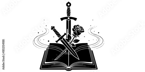 Romantasy Fiction Genre Symbol Vector Silhouette