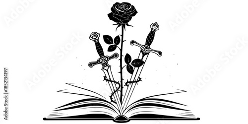 Romantasy Fiction Genre Symbol Vector Silhouette