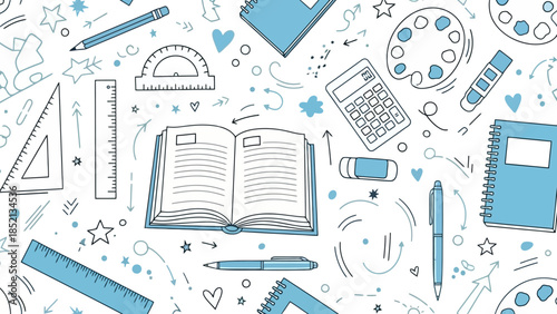 Educational Supplies Vector Pattern for Creative School Projects