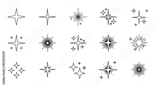 Elegant Sparkle Star Vector Icon Set for Design Projects
