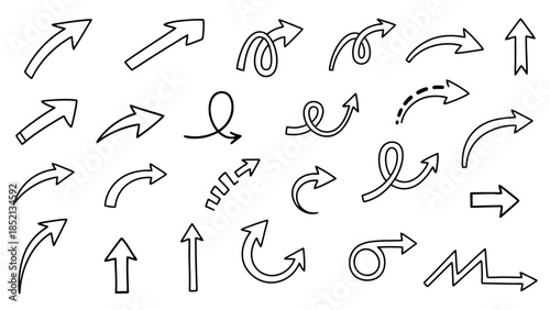 Hand Drawn Arrow Collection Vector Illustration Set