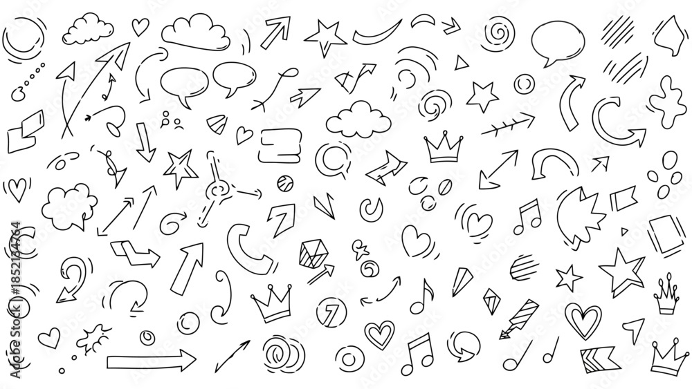 Naklejka premium Hand Drawn Doodle Elements Vector Illustration Set