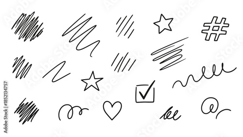 Hand Drawn Doodle Elements Vector Illustration Set