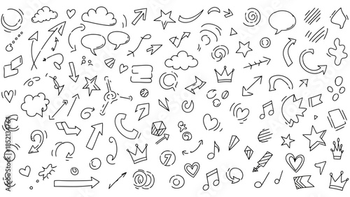 Hand Drawn Doodle Elements Vector Illustration Set