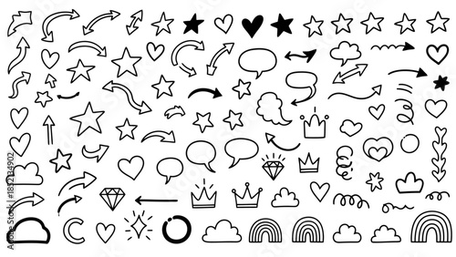 Hand Drawn Doodle Elements Vector Pack for Creative Designs