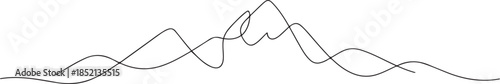 One continuous line drawing of mountain range landscape, Mountains. One line drawing vector illustration, Mountain, Iceberg Continuous Line Icon. one line Icon drawing