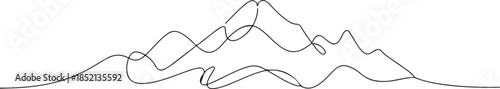 One continuous line drawing of mountain range landscape, Mountains. One line drawing vector illustration, Mountain, Iceberg Continuous Line Icon. one line Icon drawing