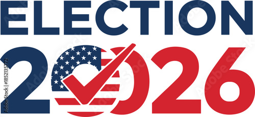 Election 2026 United States Presidential Election Vote Checkmark USA Flag vector illustration