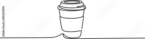 Coffee to go continuous line vector illustration, Paper cup of hot coffee in one Continuous line drawing. Concept of drink to go in line art style. one line Icon drawing
