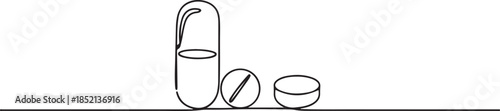 medicine tablet continuous one line drawing, Medicine Pills Single Line Icon, minimal Drawing of Medicine Pill Icon. Single Line Vector Illustration. one line Icon drawing