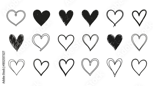 Hand Drawn Heart Vector Illustration Set for Creative Designs