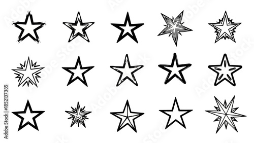Hand Drawn Star Vector Illustration Set
