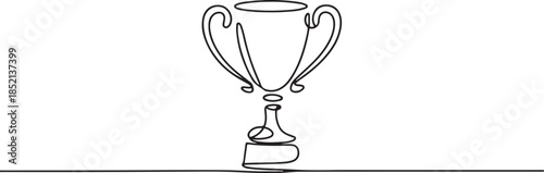 winner trophy cup continuous one line drawing. Trophy cup line art vector illustration, Winner cup continuous one line icon. one line Icon drawing
