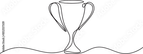 winner trophy cup continuous one line drawing. Trophy cup line art vector illustration, Winner cup continuous one line icon. one line Icon drawing