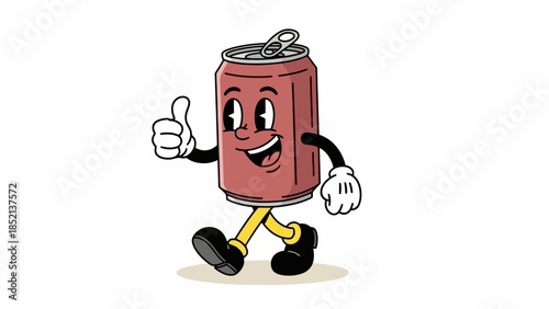 Retro Soda Can Cartoon Character Vector Illustration