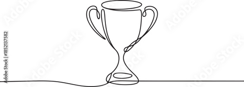 winner trophy cup continuous one line drawing. Trophy cup line art vector illustration, Winner cup continuous one line icon. one line Icon drawing