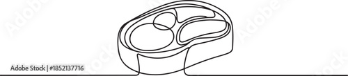 one line drawing Beef steak food icons, Continuous one line drawing of meat veal, pork, beef. one line Icon drawing