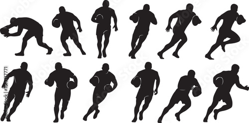 Rugby player action silhouette collection