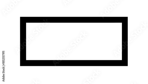 A stark black rectangle outline on a clean white background, a versatile geometric shape for design, web interfaces, placeholders, modern graphic compositions
