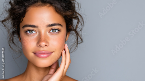 Woman Gently Touching Face,...