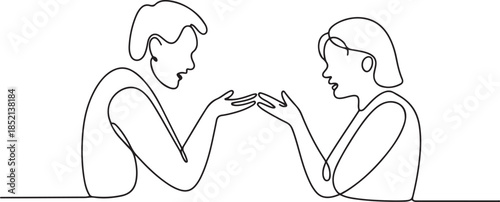 continuous line of bickering. male and female bickering. single line family bickering.one line drawing domestic conflict. one line Icon drawing