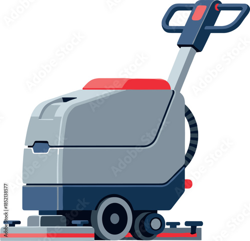 Commercial floor scrubber machine for industrial cleaning, janitorial maintenance, hard surface hygiene equipment - flavector