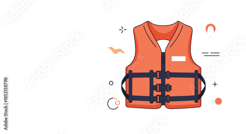 A bright orange life jacket with adjustable black straps, an essential piece of personal flotation safety equipment for water sports and boating activities.