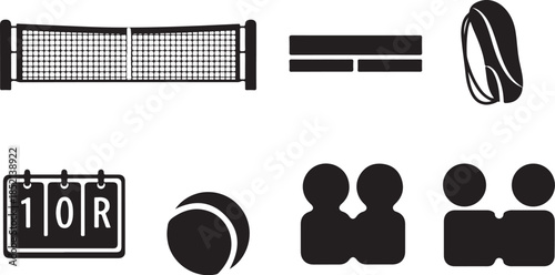 Volleyball sport equipment and people icons