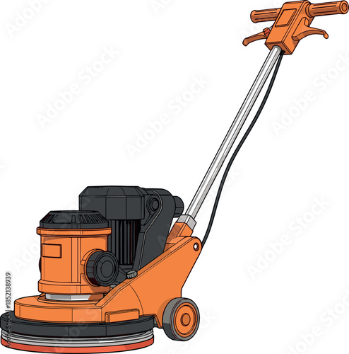 Industrial floor polishing machine illustration showing professional cleaning equipment for commercial surfaces maintenance refurbishment and janitorial service use