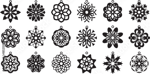 Mandala dangle earring cutting templates set