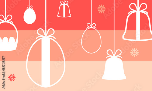 Easter hanging ornaments flat design background illustration