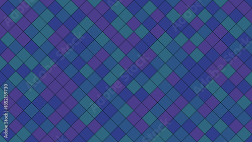 Geometric pattern of interlocking diamonds in shades of blue and purple